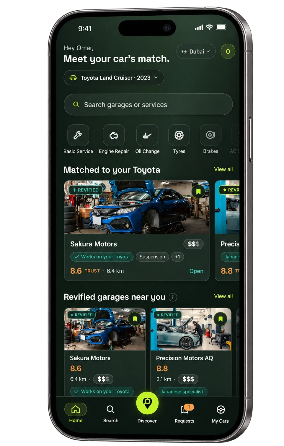Preview of the RevRooms driver app on an iPhone